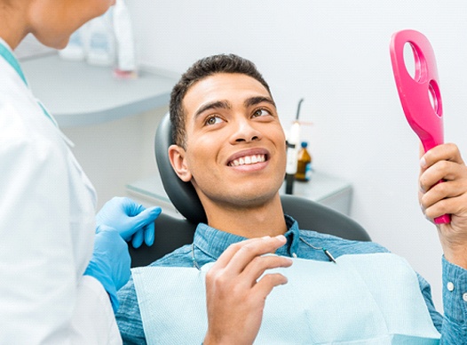 Dental patient having a consultation